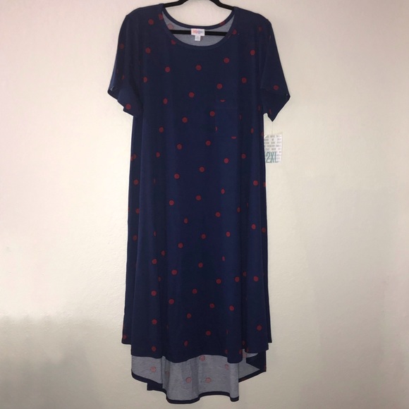 LuLaRoe Dresses & Skirts - Blue & Red Polka Dot Carly Dress BNWT LuLaRoe 2X
